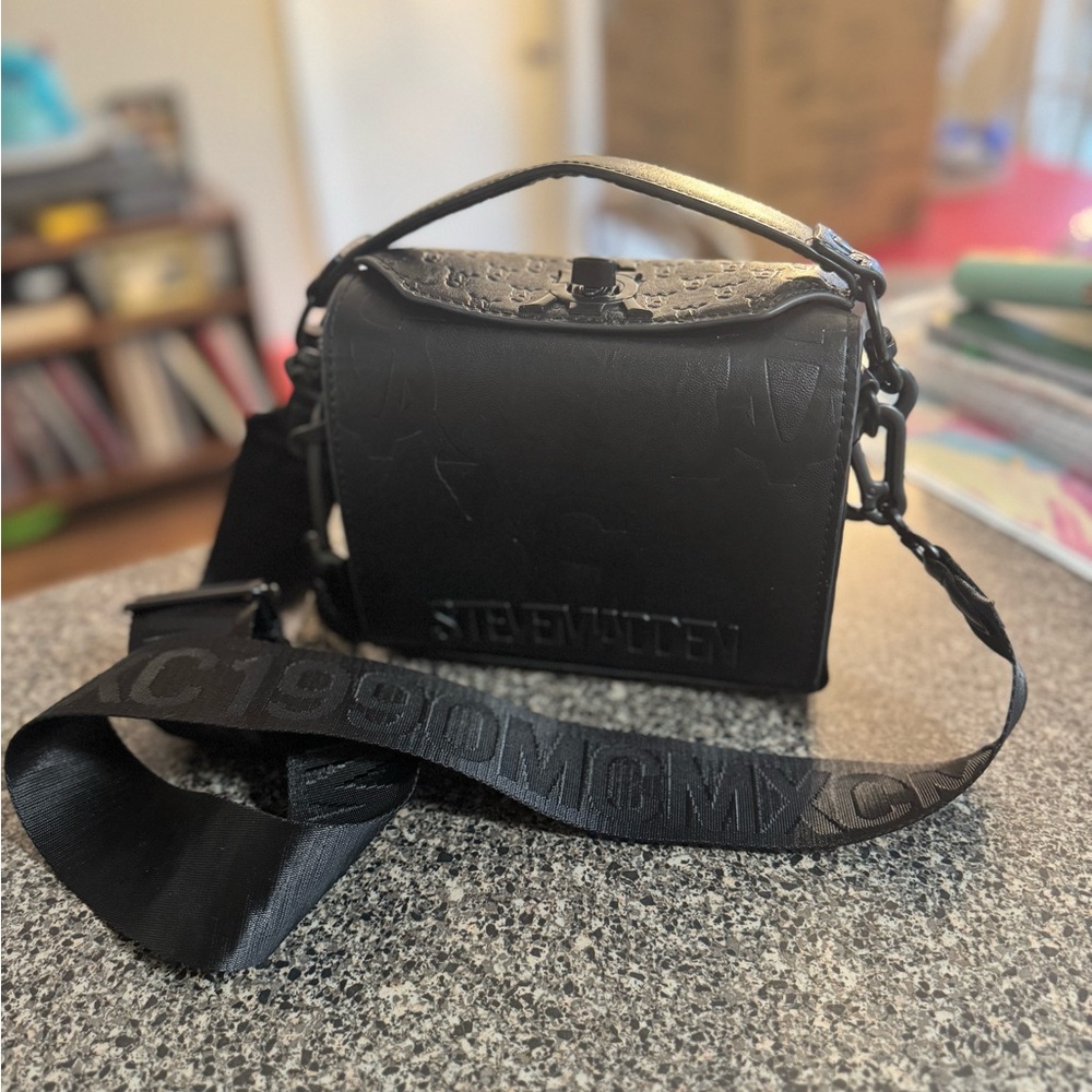Steve Madden Embossed Black Shoulder Bag